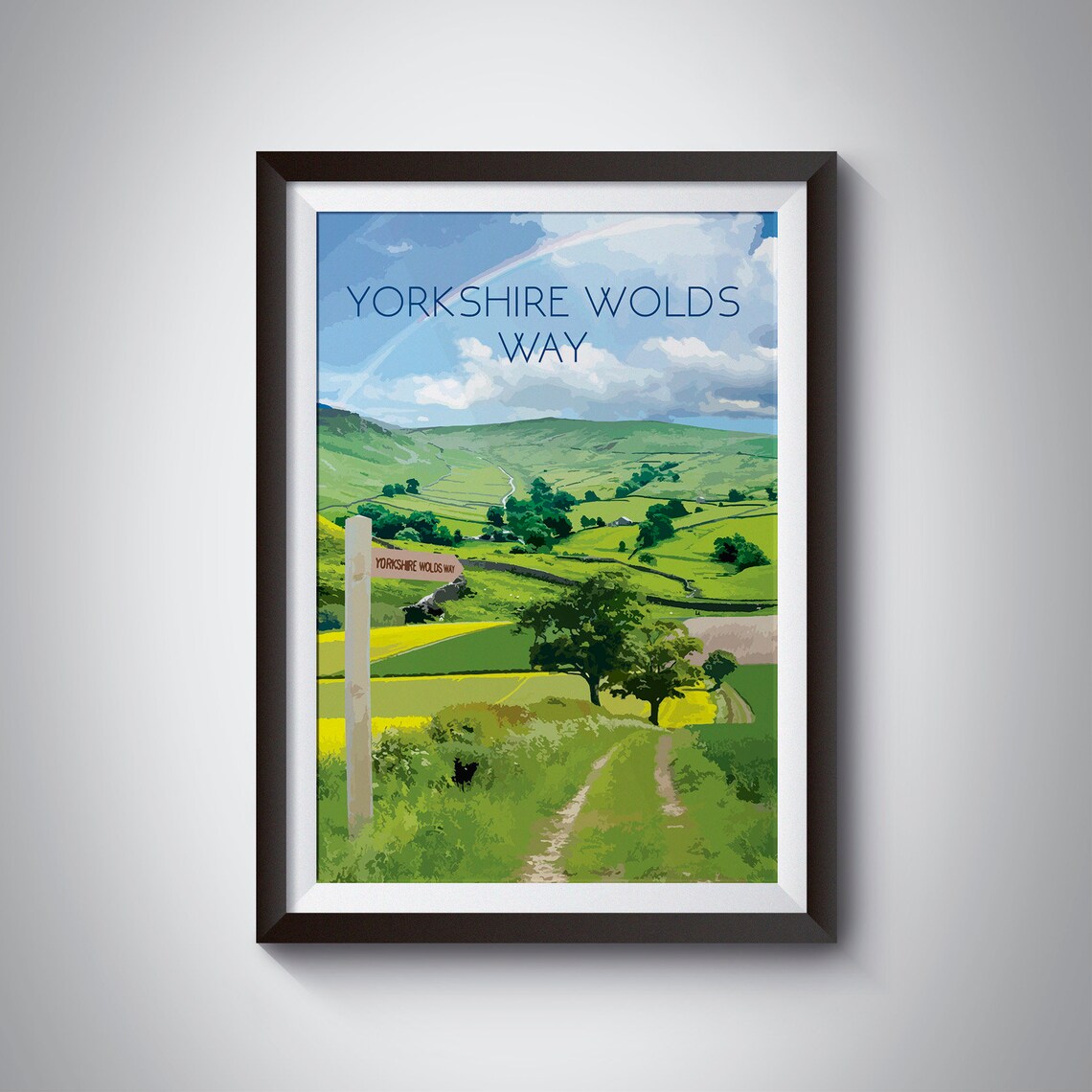 Yorkshire Wolds Way Travel Poster, Hiking Trail Art