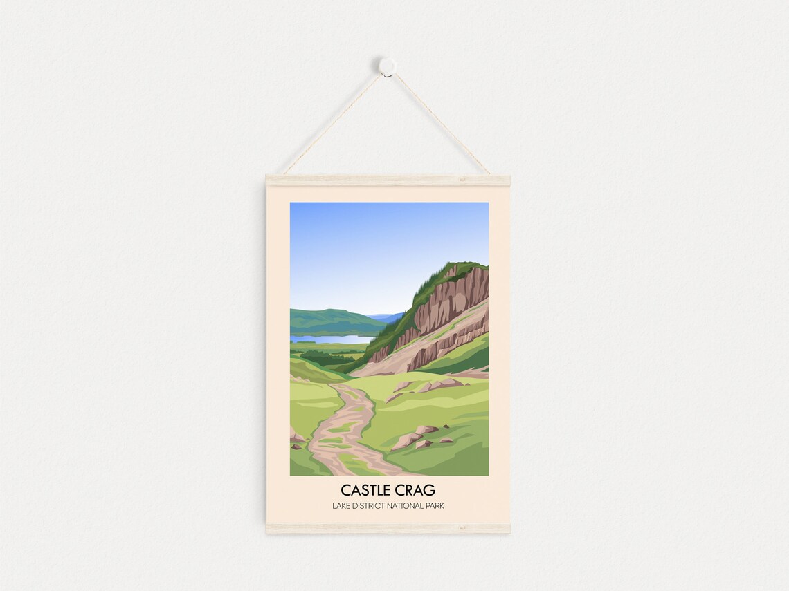 Castle Crag Lake District National Park Rocky Fell Valley Path Hiking Poster - Image 3