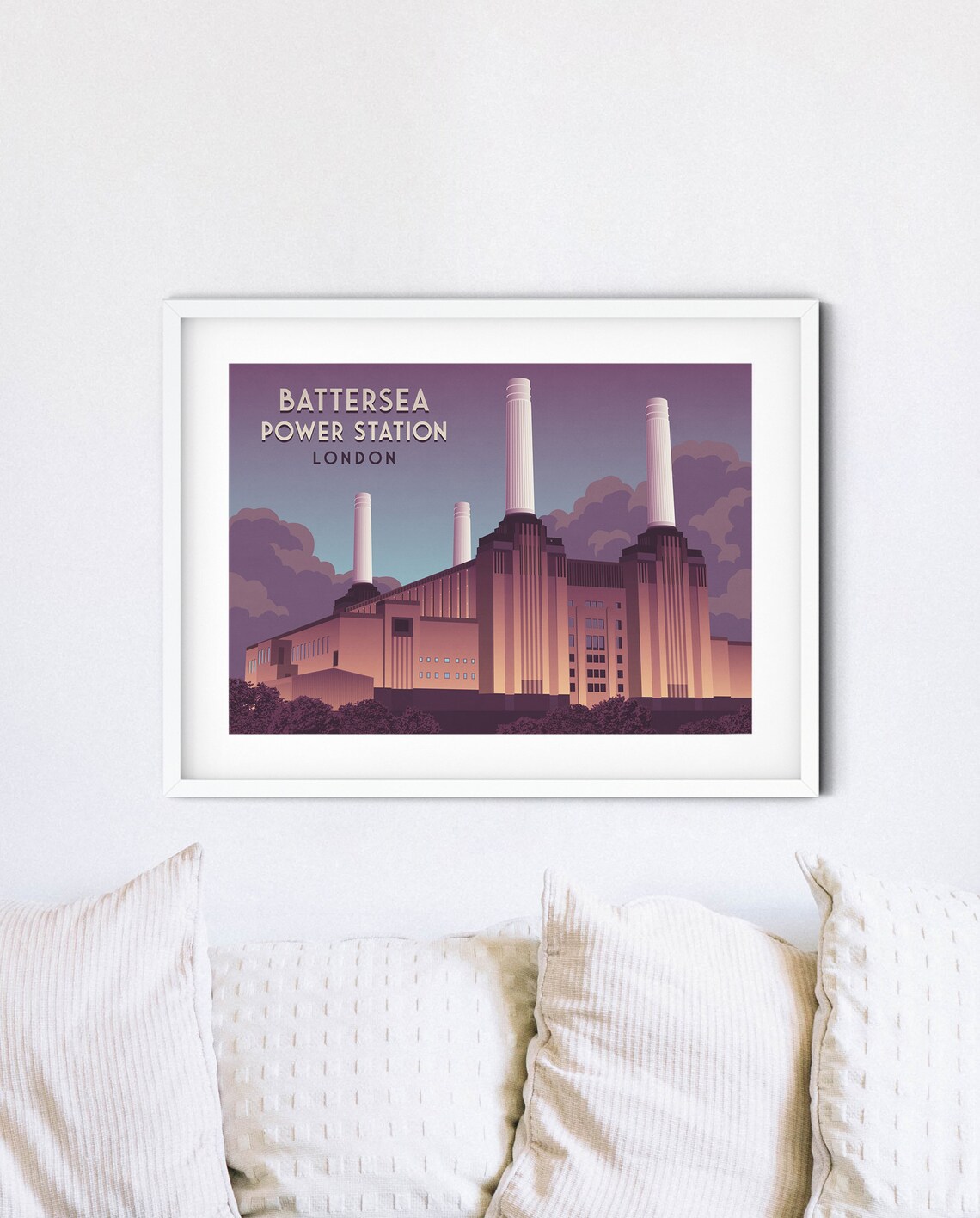 Battersea Power Station London Travel Poster, Retro - Image 4