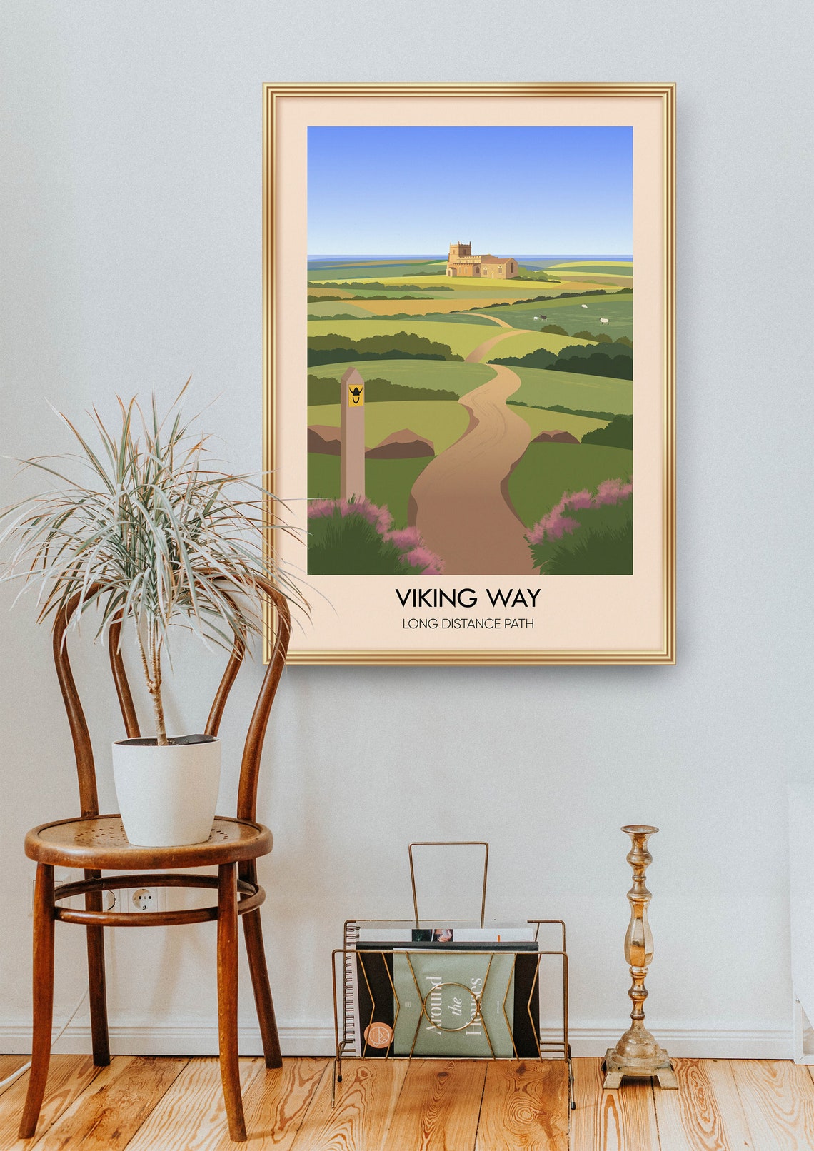 The Viking Way Long Distance Hiking Trail Poster Humber Bridge North Lincolnshire Oakham Rutland Vintage Travel Print Hiking England - Image 2