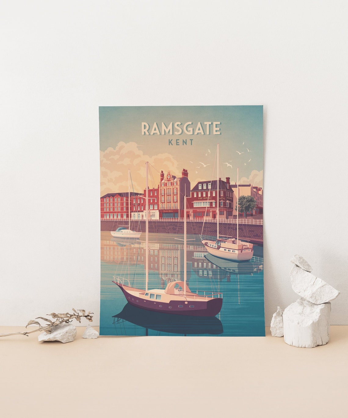 Ramsgate Kent Harbour Sailboats Vintage Seaside Travel Poster - Image 4