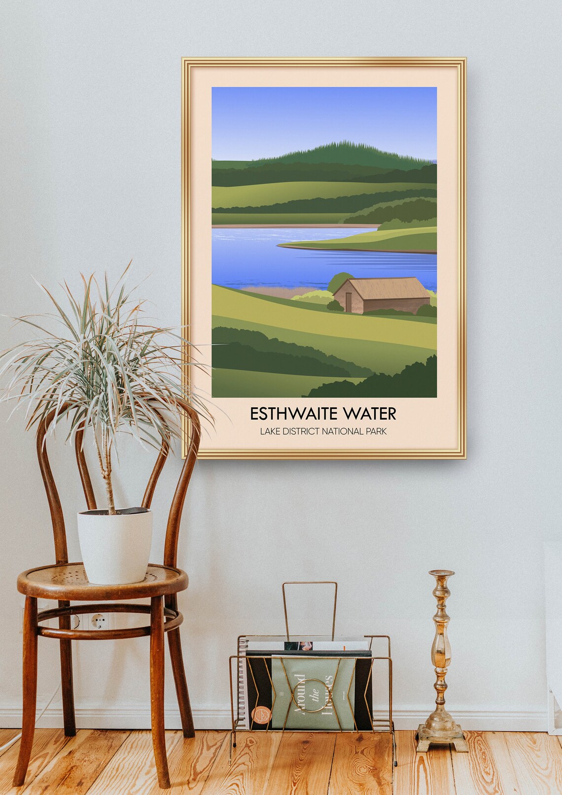 Esthwaite Water Boathouse Lake District Countryside Minimal Poster - Image 2