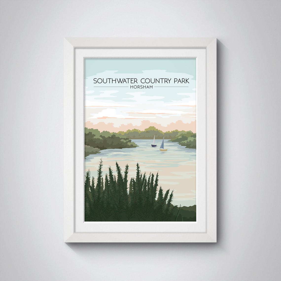 Southwater Country Park Horsham Travel Poster Nature Landscape Wall Art Scenic Print Of West Sussex Countryside Home Decor Framed - Image 4