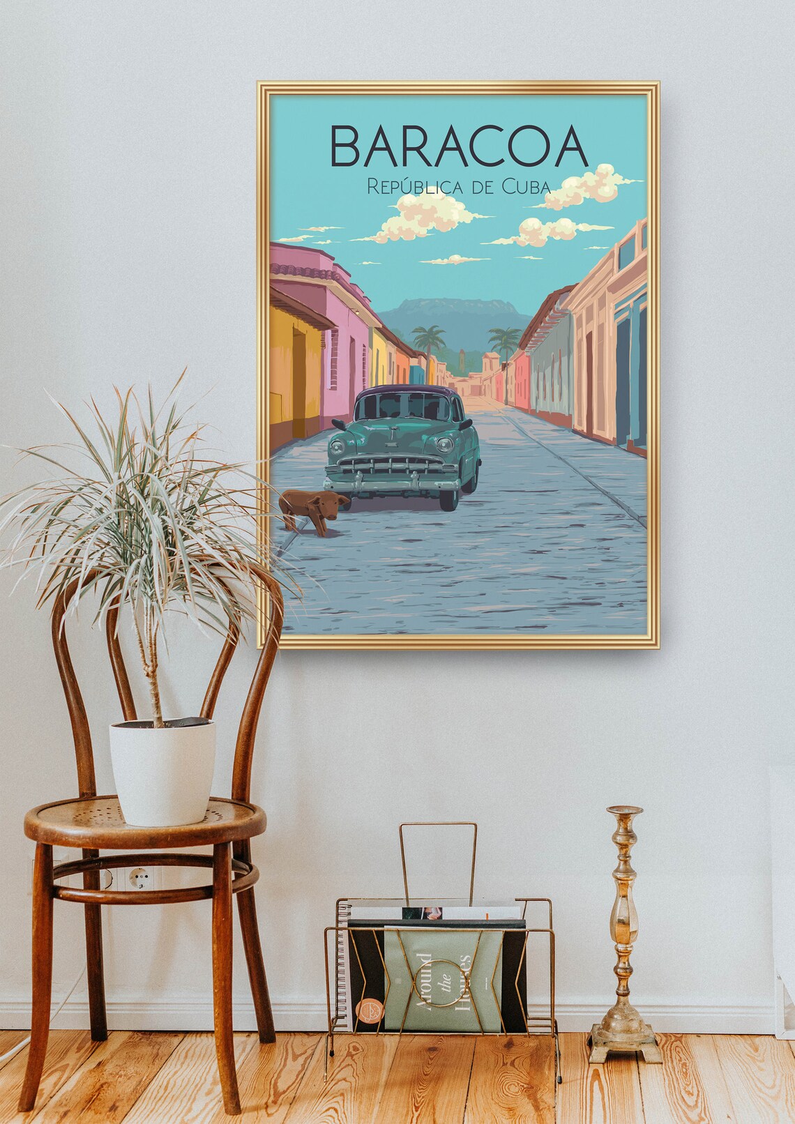 Baracoa Cuba Classic Car Colonial Street Vintage Mountain Poster - Image 2