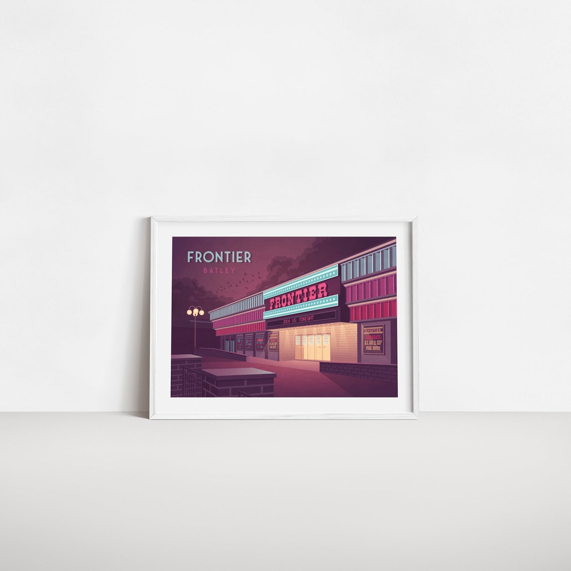Frontier Nightclub Batley Poster West Yorkshire Batley Variety Club Clubbing Dewsbury Morley Vintage Travel Print Dance Music Retro - Image 2