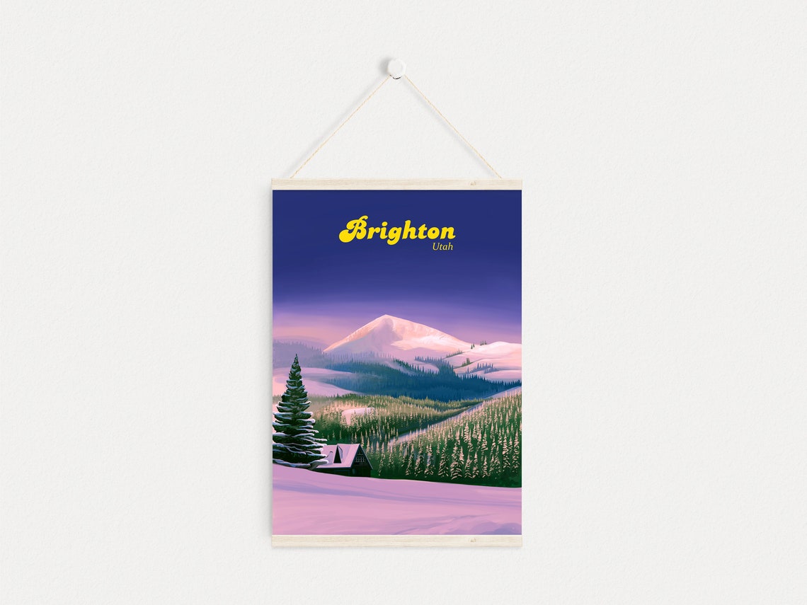 Brighton Ski Resort Poster Utah Usa Travel Poster Big Cottonwood Canyon Salt Lake City Art Gift Vintage Travel Print Brighton Ski Area - Image 4