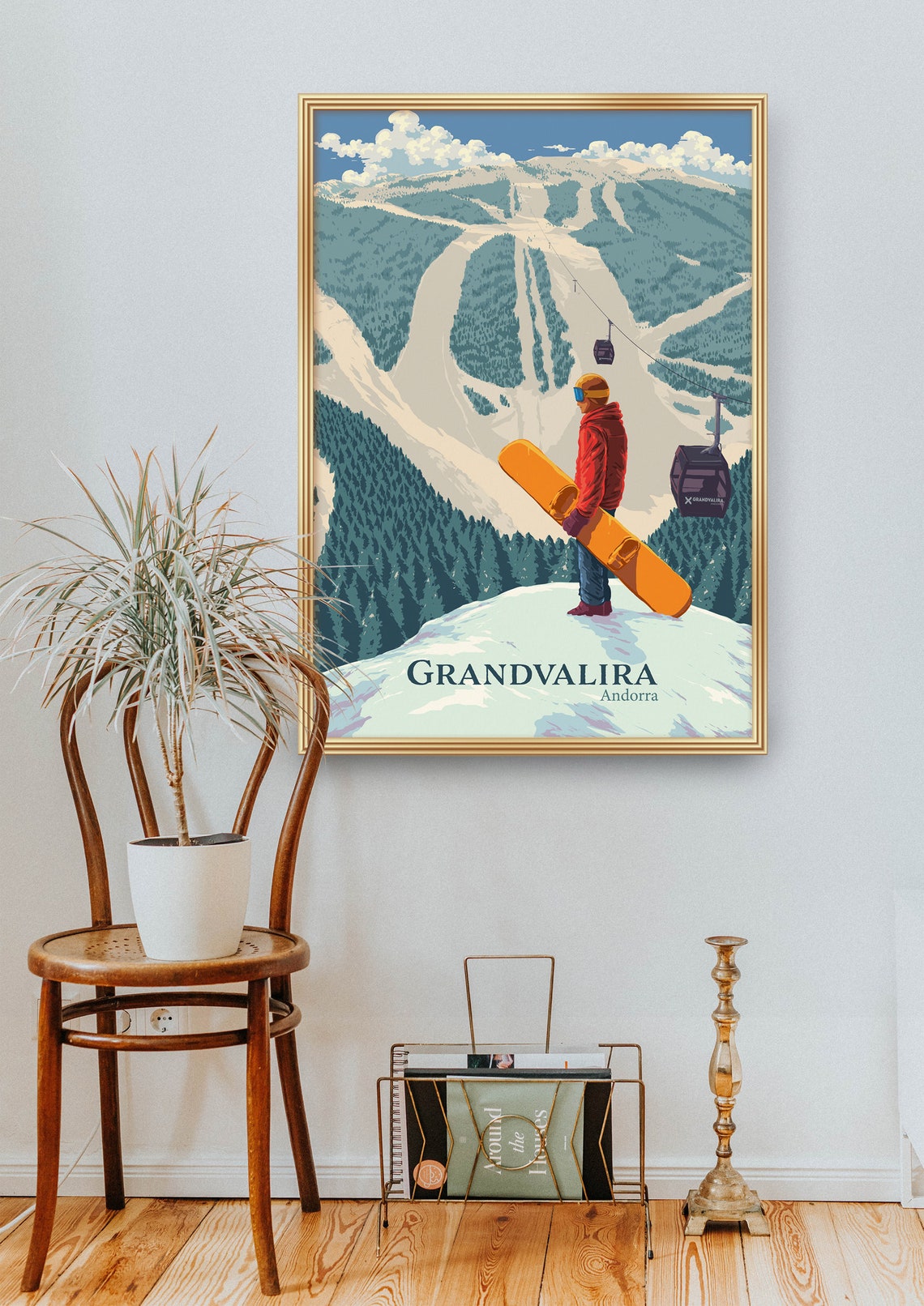 Grandvalira Andorra Snowboarding Poster with Summit View and Gondola - Image 2