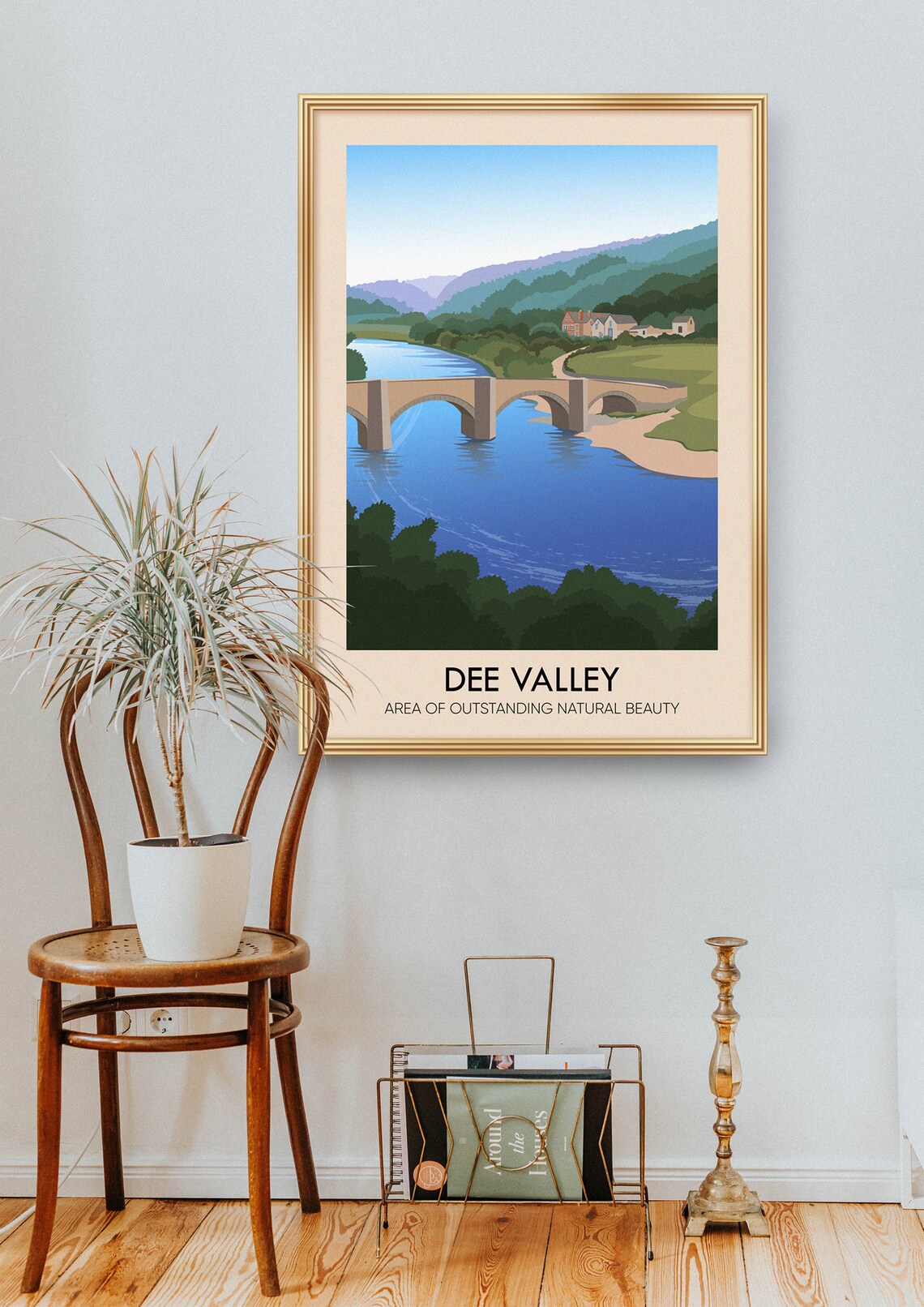 Dee Valley Stone Bridge Over the River Dee Wales Travel Poster - Image 2