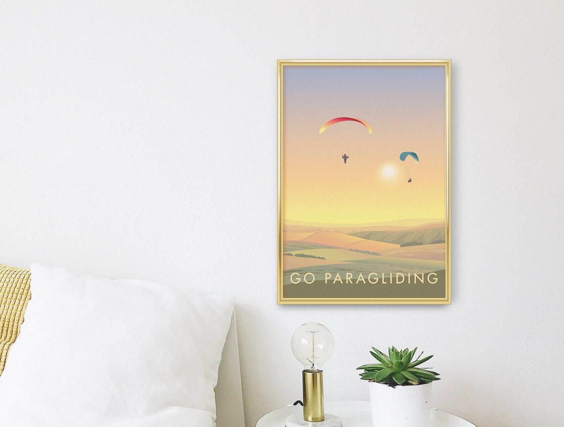 Go Paragliding Vintage Travel Poster, Adventure Sport - Image 3
