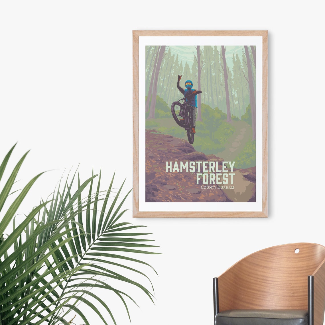 Hamsterley Forest County Durham Mountain Biking Wheelie MTB Poster - Image 3