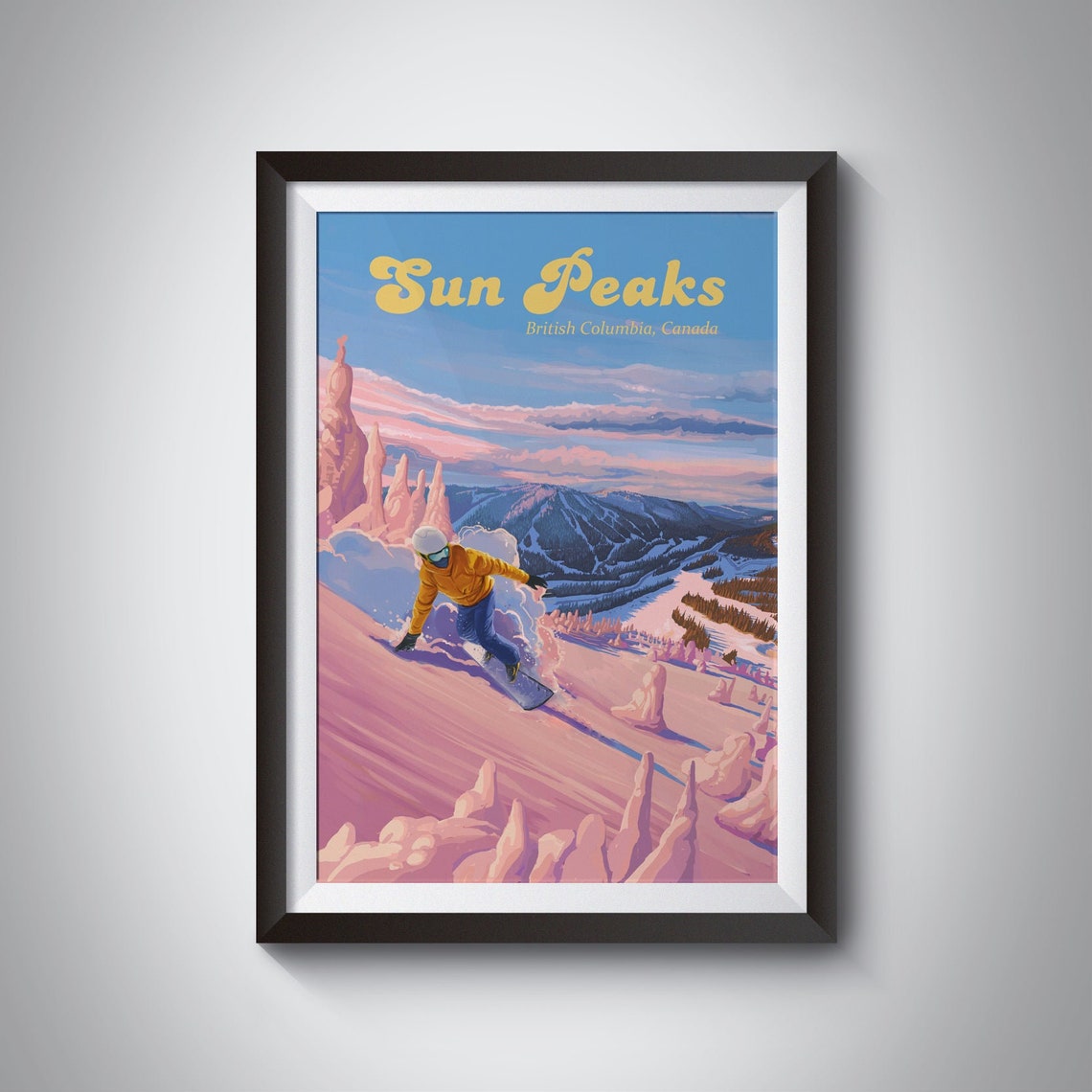 Sun Peaks British Columbia Canada Powder Snowboard Resort Poster