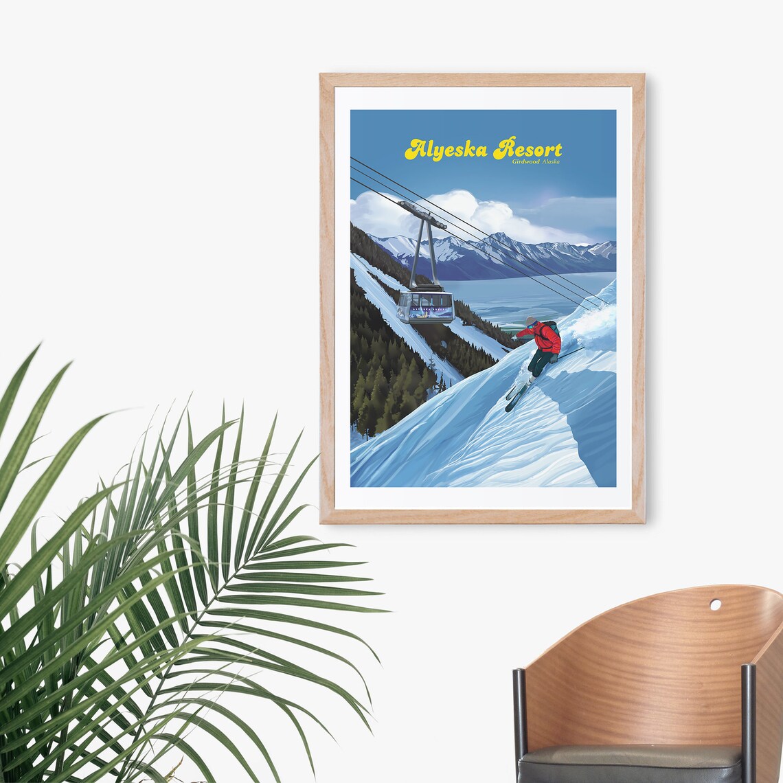Alyeska Ski Resort Vintage Travel Poster, Alaska - Image 3