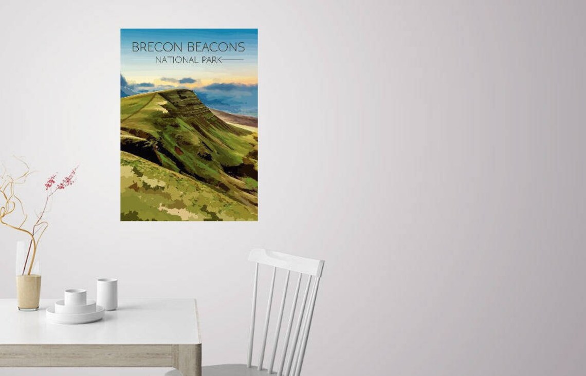Brecon Beacons Vintage Travel Poster, Wales - Image 2