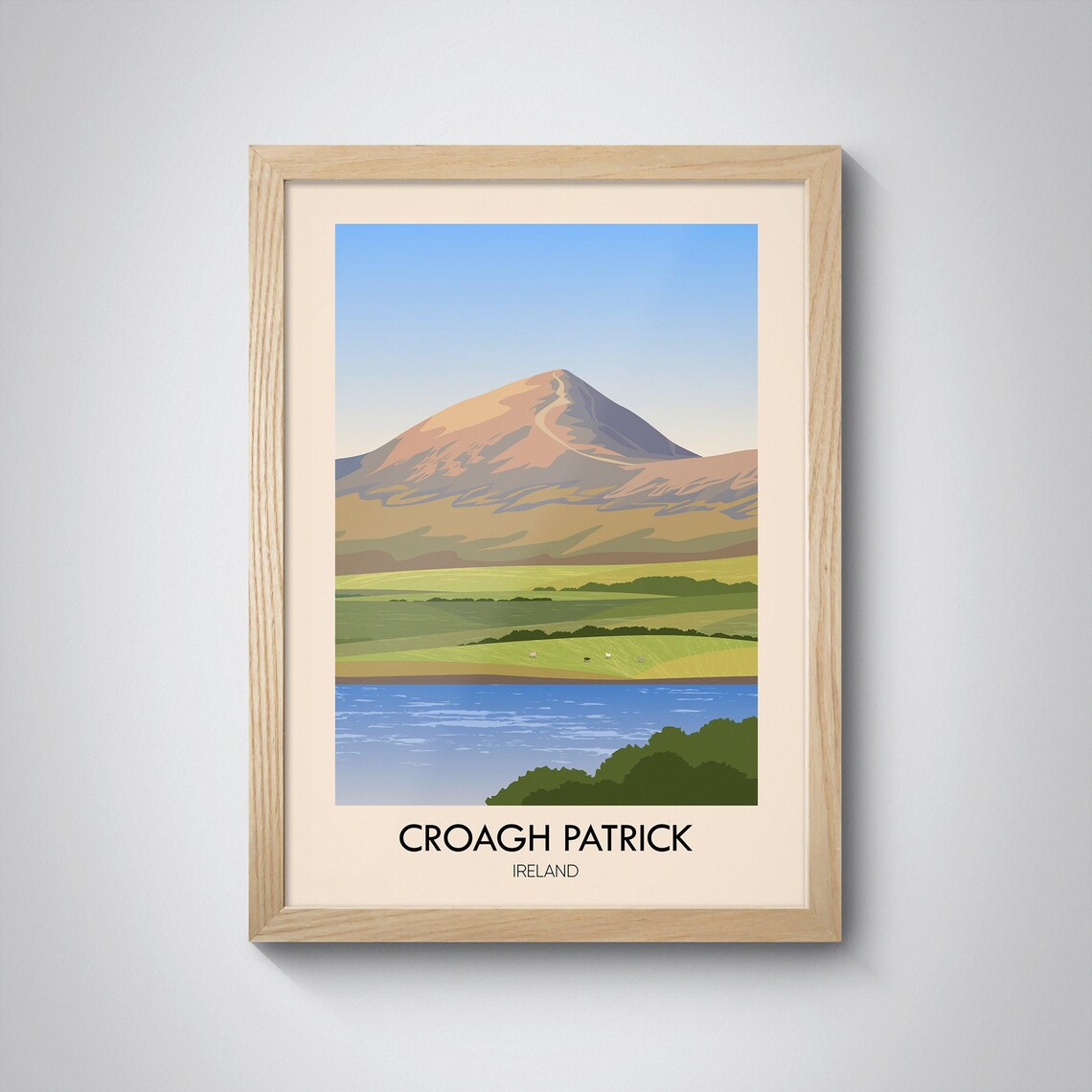 Croagh Patrick Ireland Mountain Hiking Summit Minimalist Travel Poster - Image 2