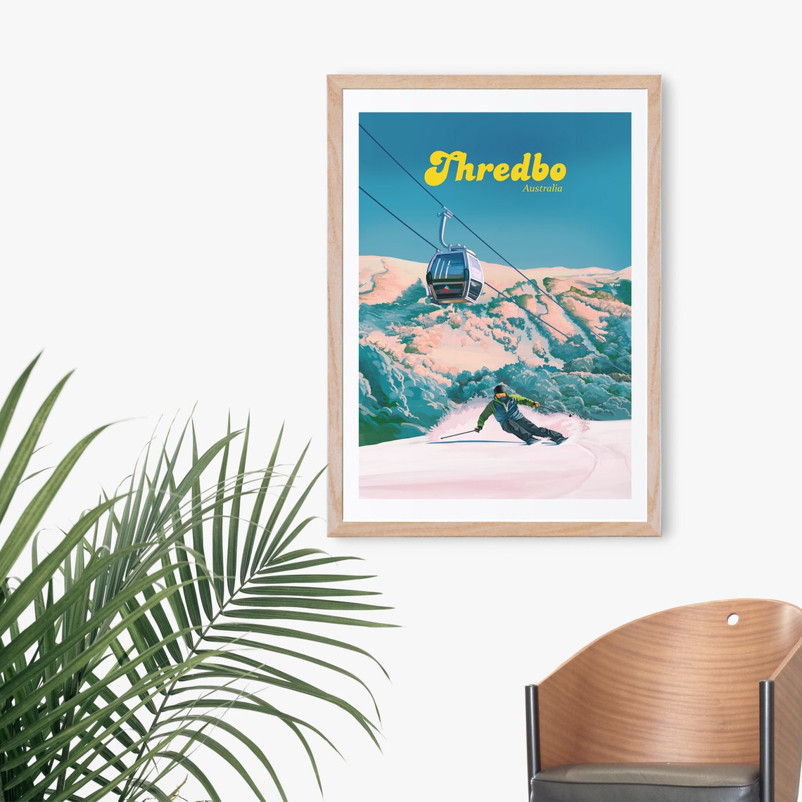 Thredbo Australia Gondola Skiing Retro Ski Resort Travel Poster - Image 3