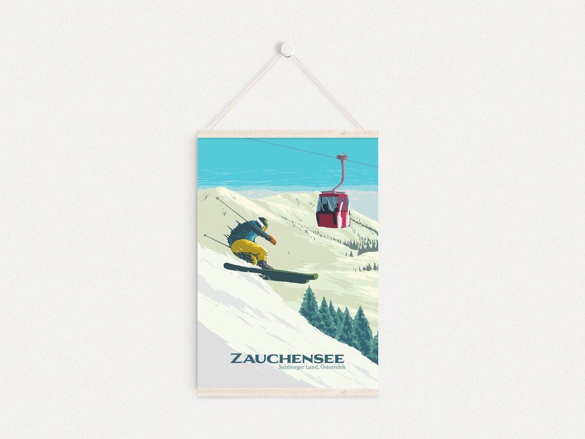 Zauchensee Ski Resort Vintage Travel Poster - Image 4