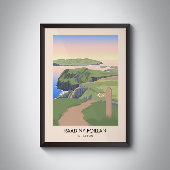 Raad Ny Foillan Isle of Man Coastal Path Hiking Poster Manx Cliffs Walk