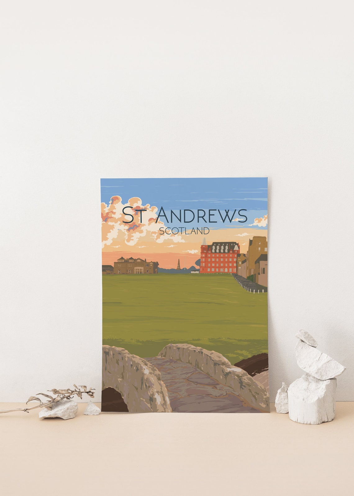 St Andrews Scotland Old Course Golf Bridge Vintage Scene Poster - Image 4