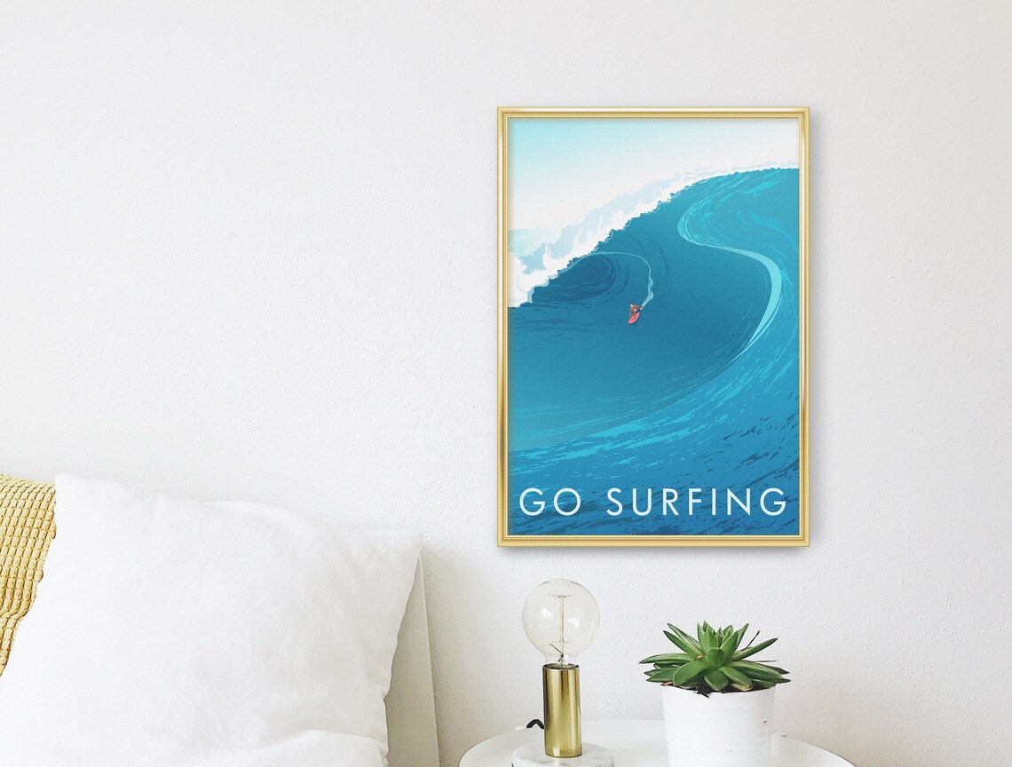 Go Surfing Vintage Travel Poster, Ocean Adventure - Image 3