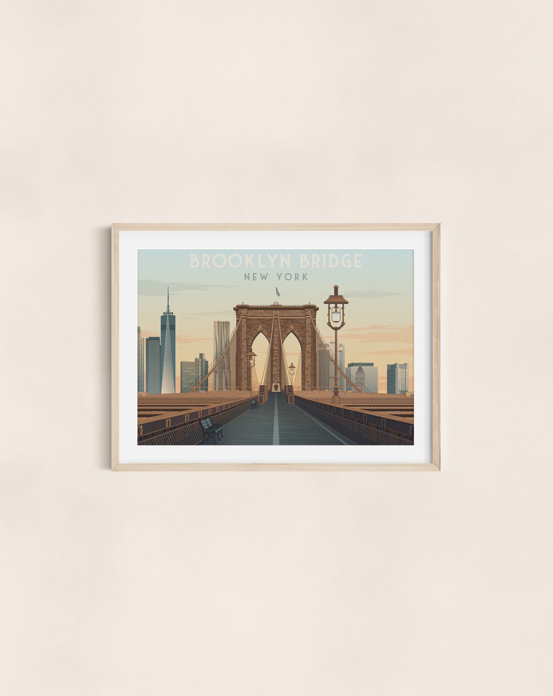 Brooklyn Bridge New York City Vintage Travel Poster - Image 3