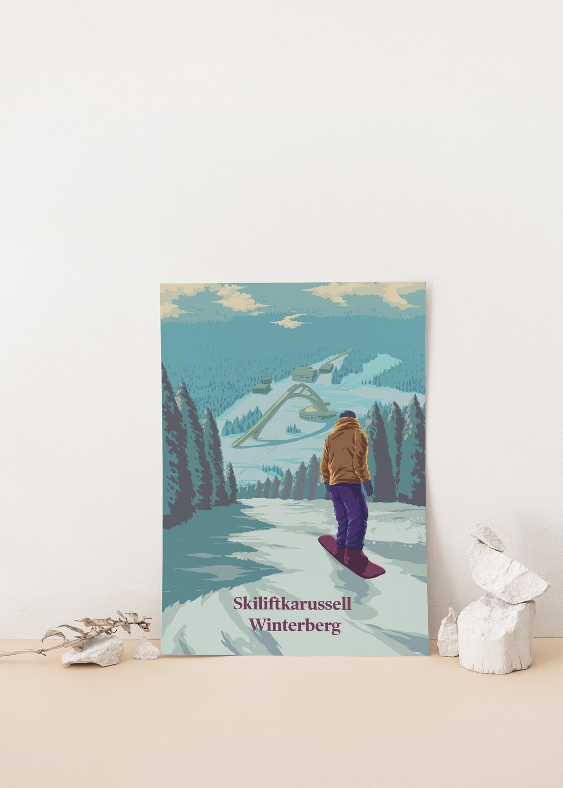 Winterberg Germany Snowboarding Poster with Skiliftkarussell Lift View - Image 4