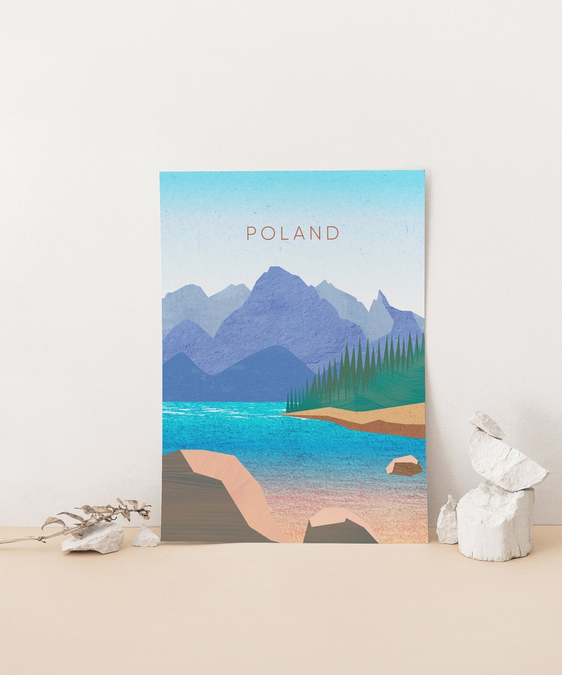 Poland Tatra Mountains Turquoise Alpine Lake Pine Forest Poster - Image 4