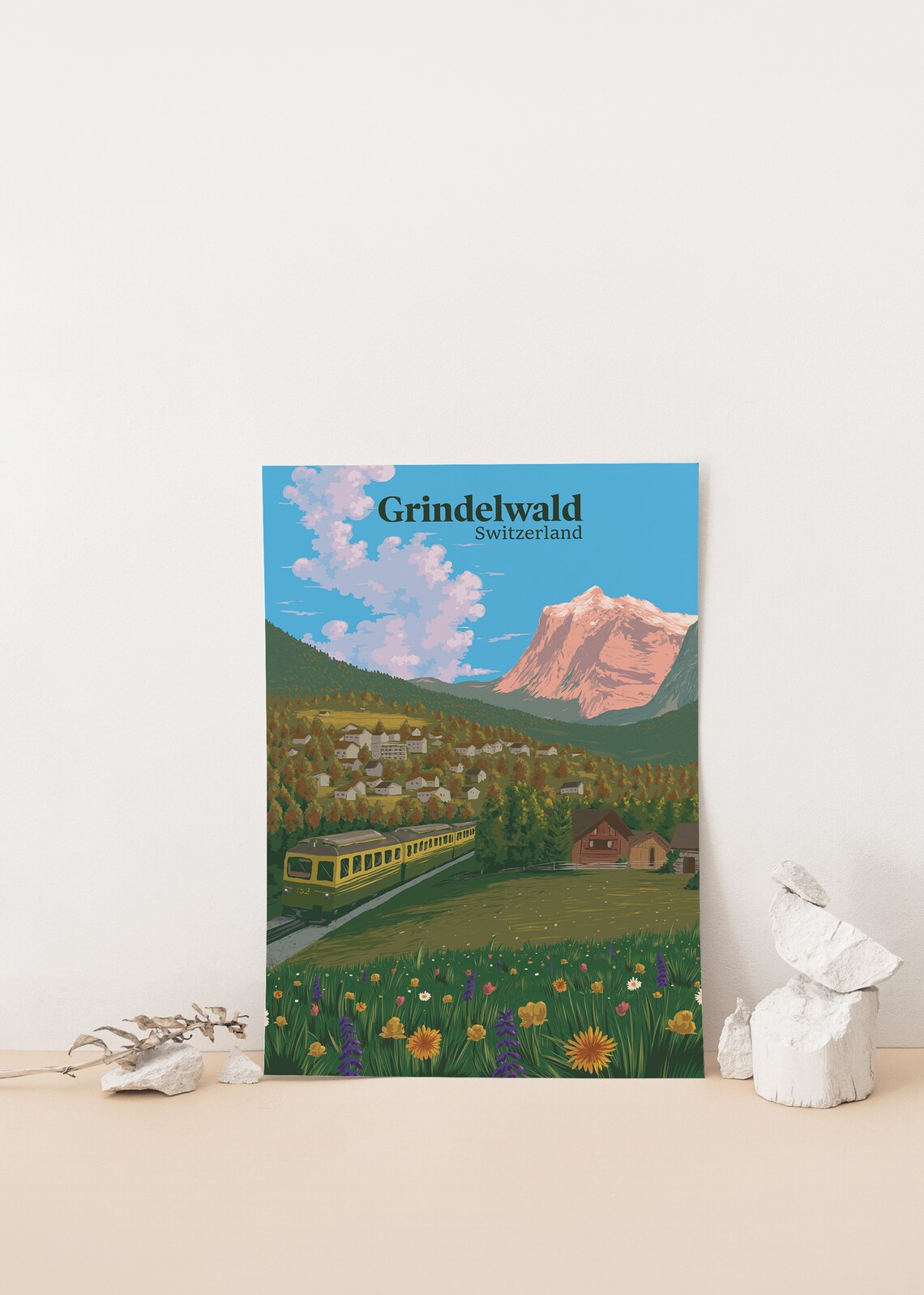 Grindelwald Switzerland Travel Poster, Swiss Alps - Image 4