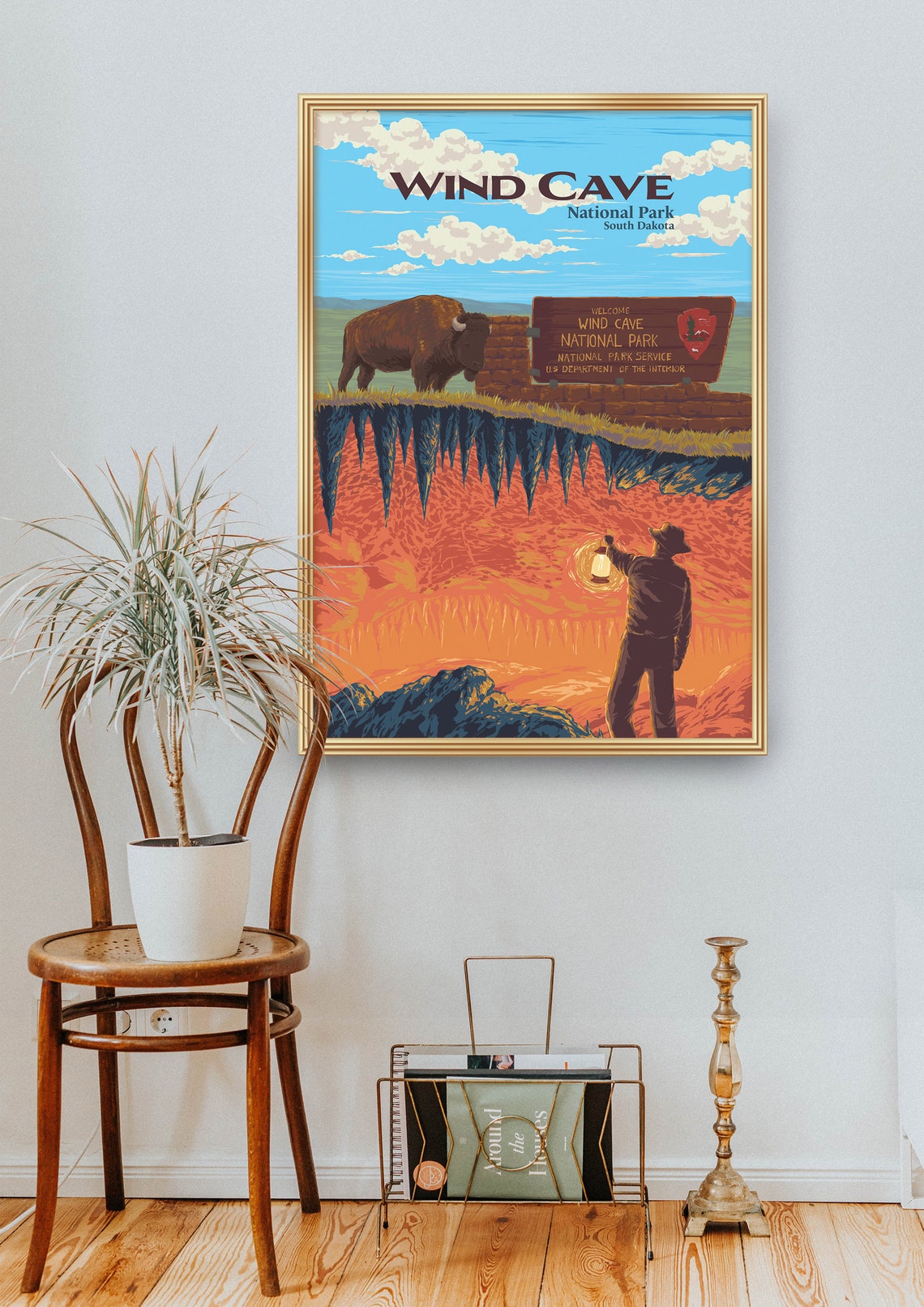 Wind Cave National Park Bison Prairie Cave Explorer Travel Poster - Image 2