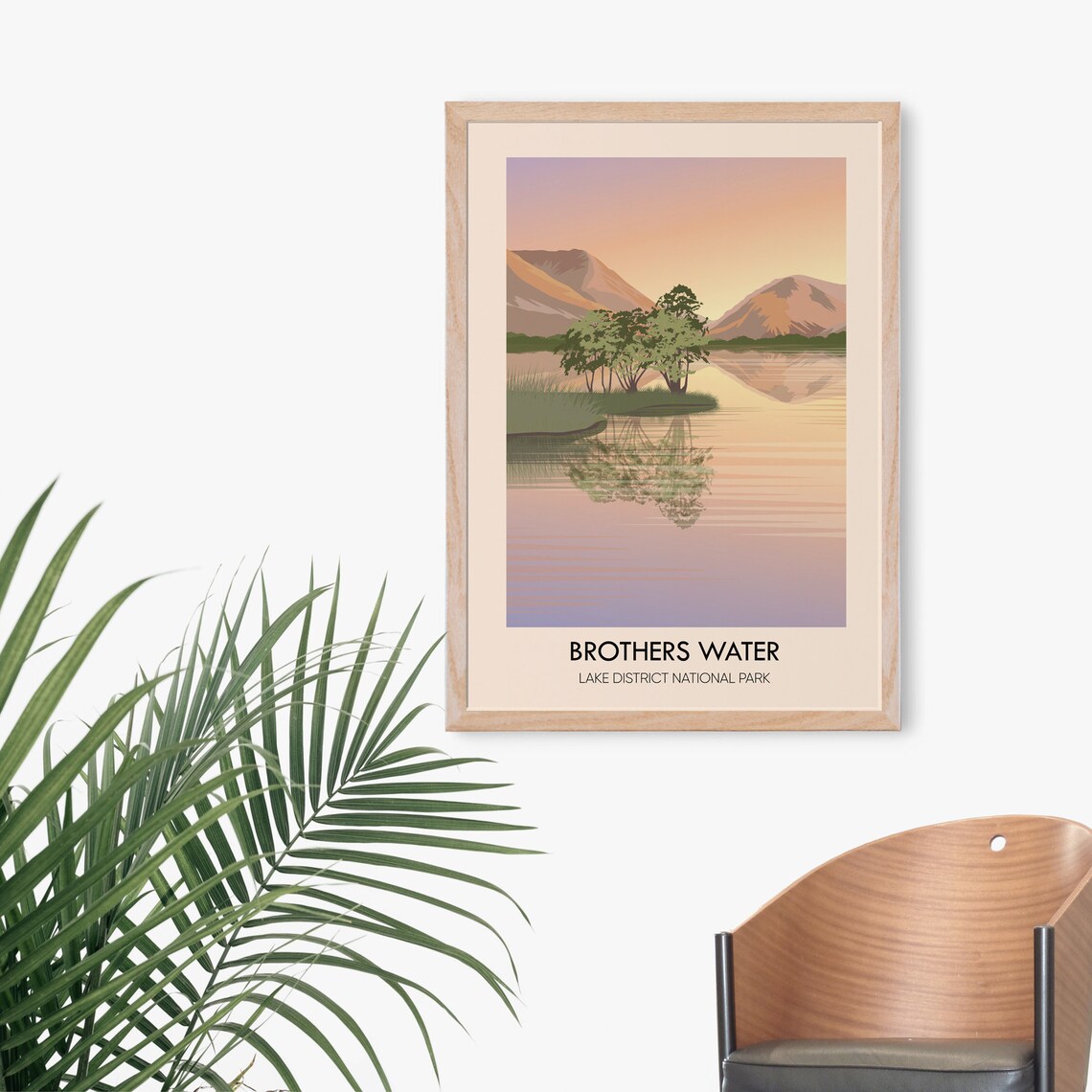 Brothers Water Lake District National Park Sunset Reflection Island Travel Poster - Image 2