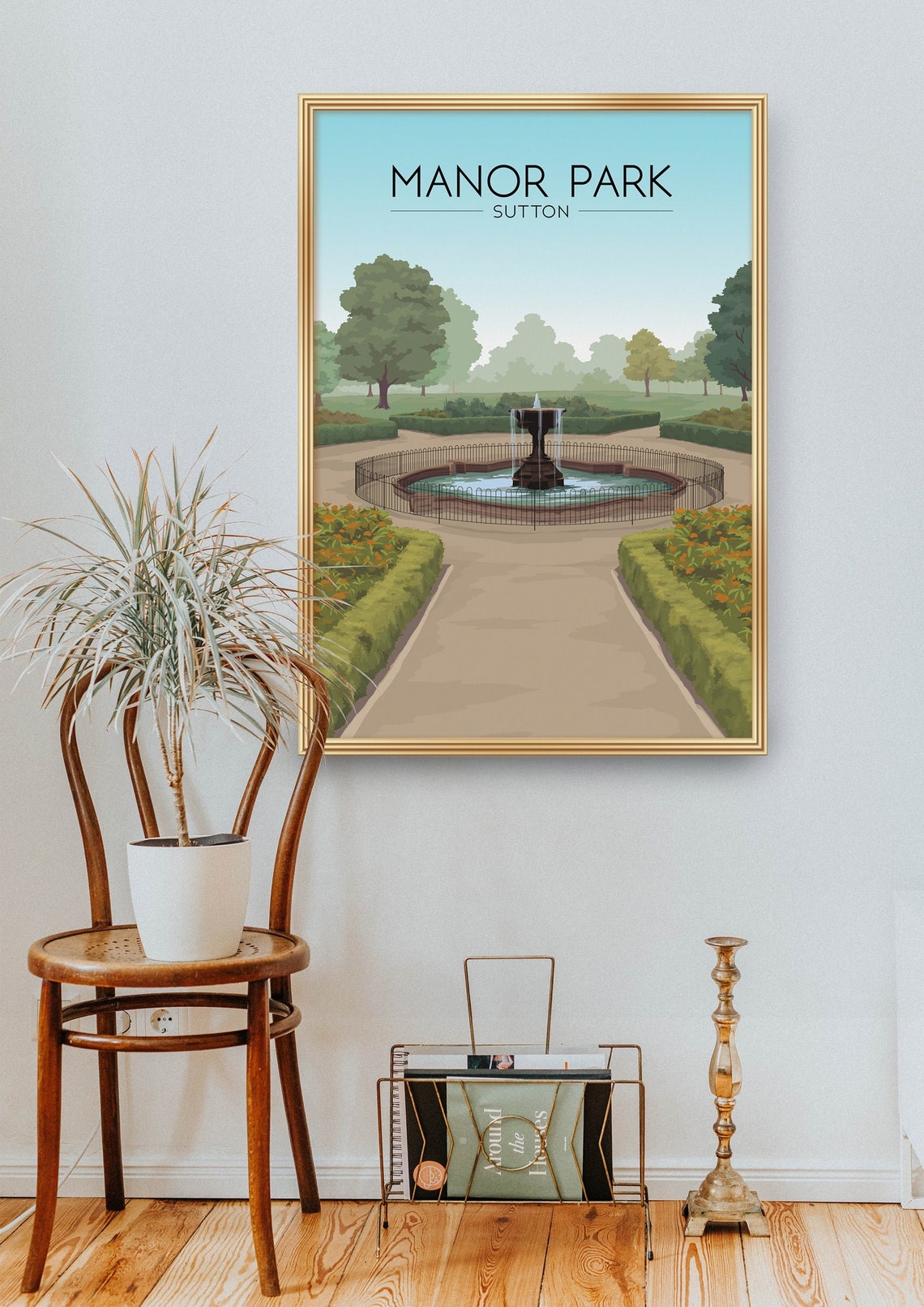 Manor Park Sutton Fountain Gardens Pathway Bloom Scene Poster - Image 2