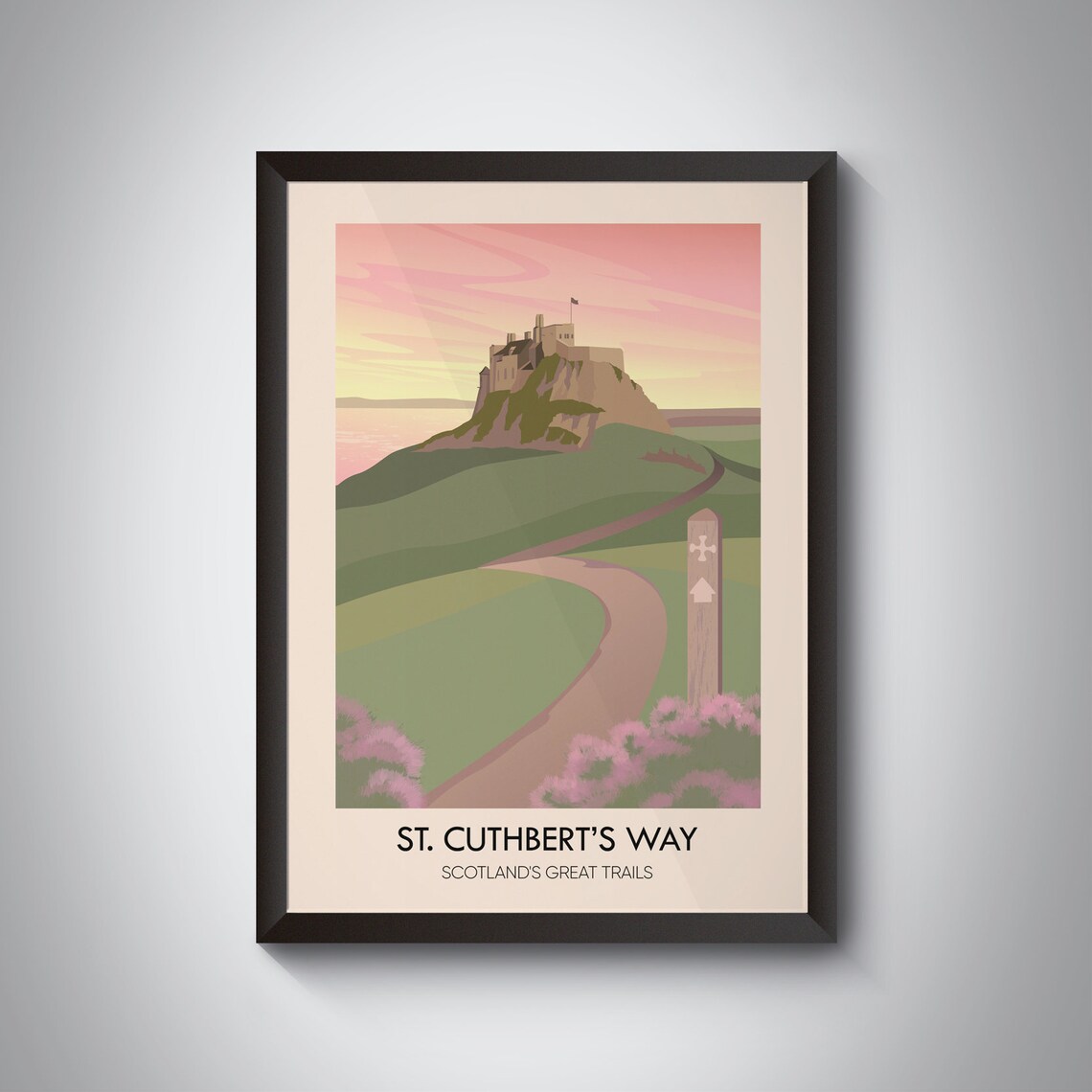 St Cuthberts Way Vintage Travel Poster, Scottish Borders