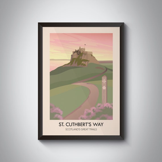 St Cuthberts Way Vintage Travel Poster, Scottish Borders