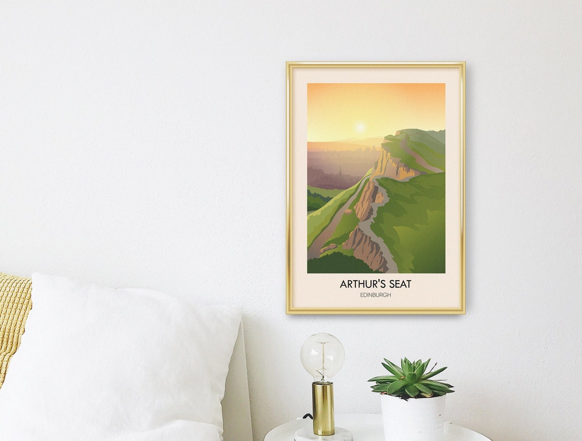 Arthur's Seat Edinburgh Golden Sunrise Skyline Summit Trail Poster - Image 3