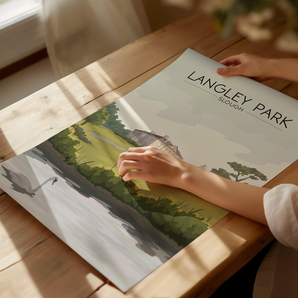 Langley Park Slough Langley Hall And Swan Lake Travel Poster - Image 2