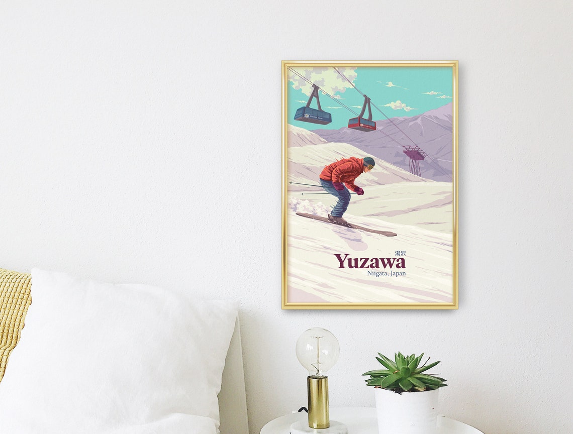 Yuzawa Japan Ski Resort Poster Niigata Japan Travel Poster Vintage Ski Resort Print National Park Niseko Snowboarding Gala Yuzawa Art - Image 3