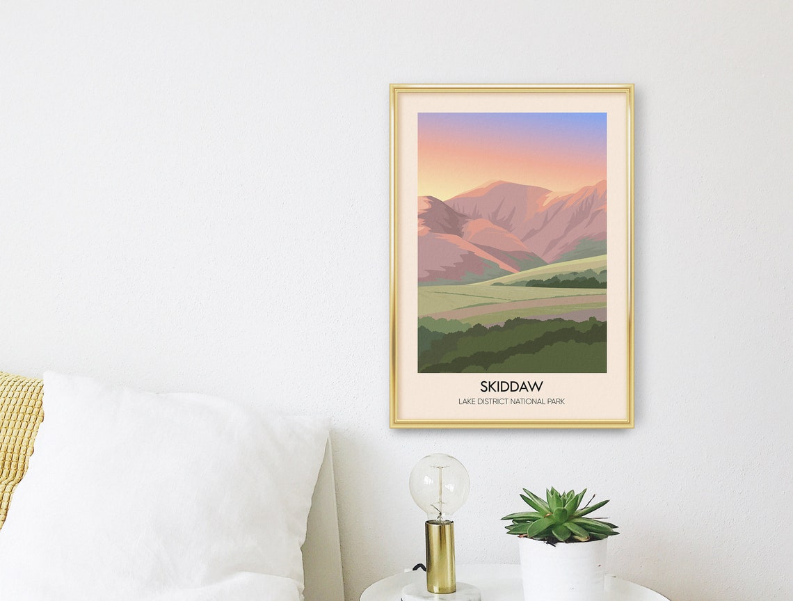 Skiddaw Fell Glowing At Sunset Lake District England Travel Poster - Image 3