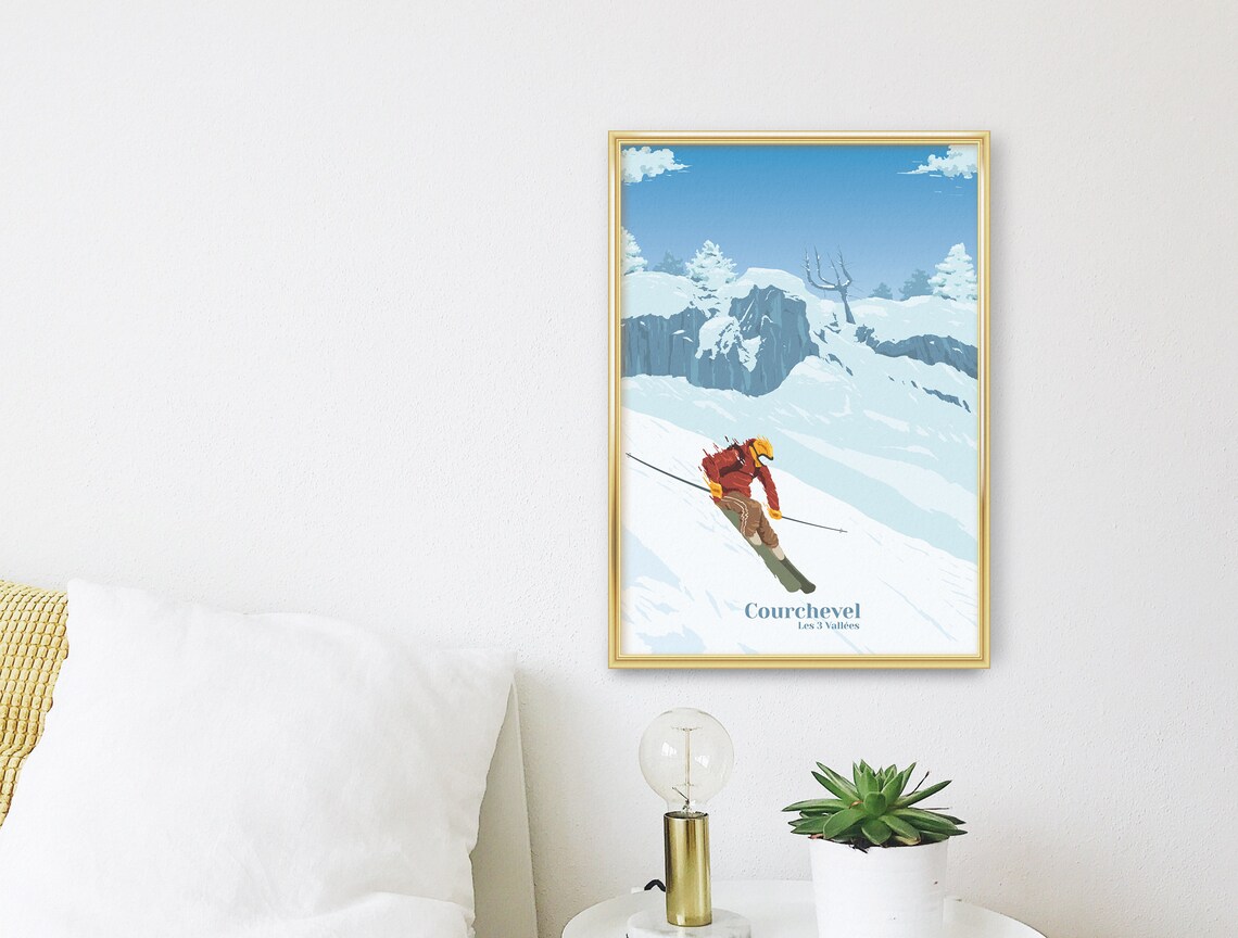 Courchevel Vintage Ski Resort Travel Poster - Image 3