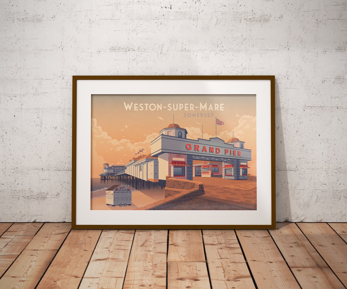 Weston-super-Mare Retro Travel Poster Art Print - Image 2