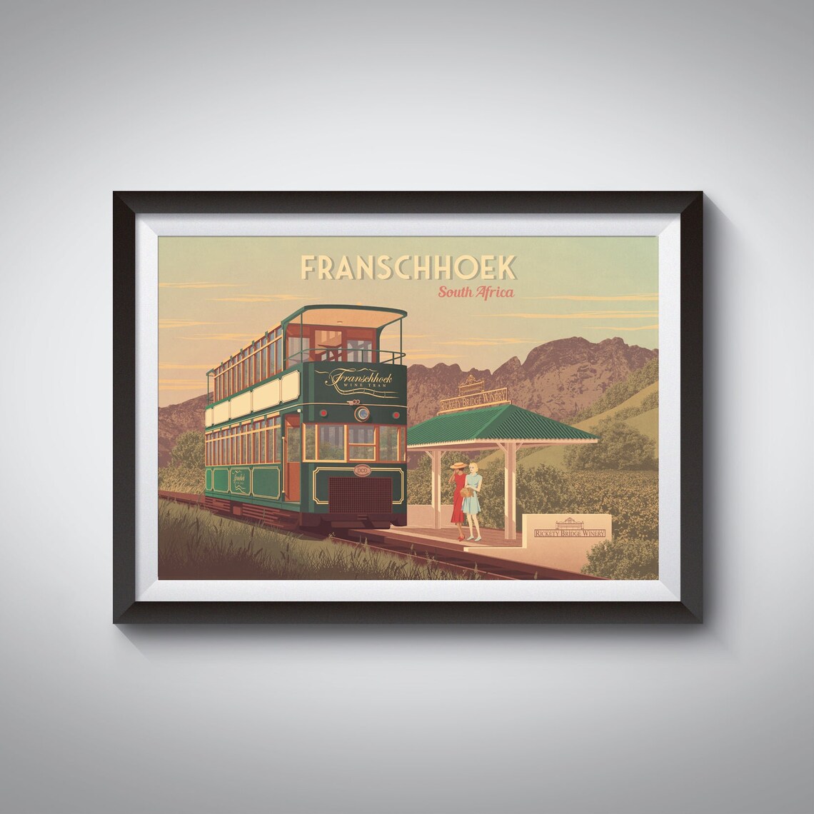 Franschhoek Wine Tram South Africa Vineyard Station Sunset Poster