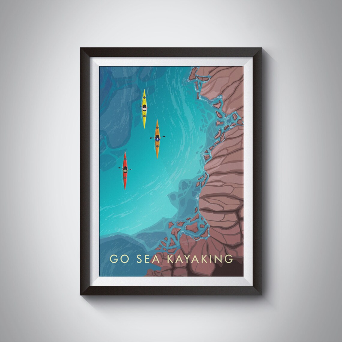 Go Sea Kayaking Travel Poster, Adventure Sports