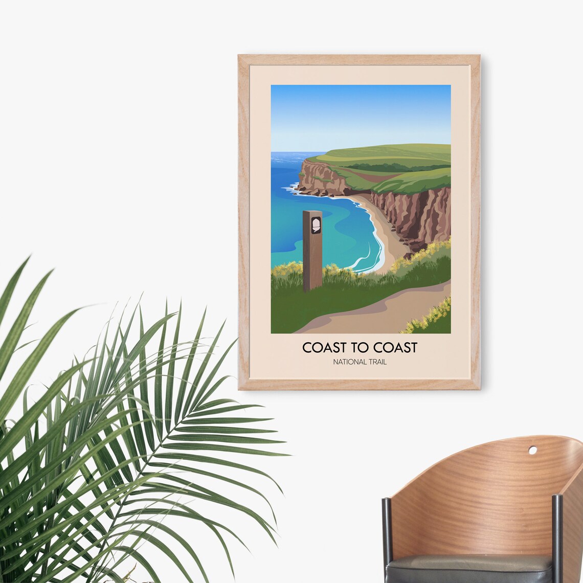 Coast To Coast National Trail Coastal Cliffs Waymarker Hiking Travel Poster - Image 2