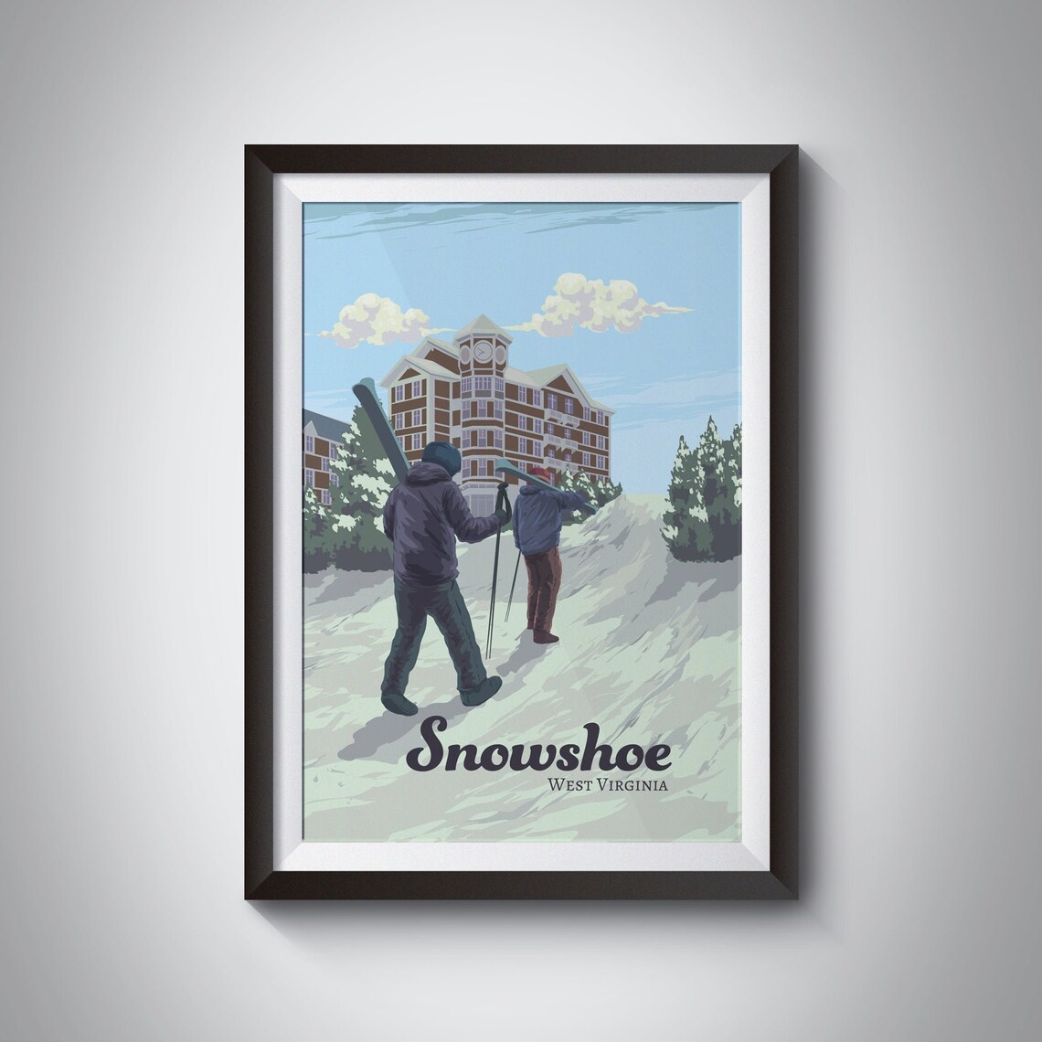 Snowshoe West Virginia Vintage Travel Poster, Ski Area