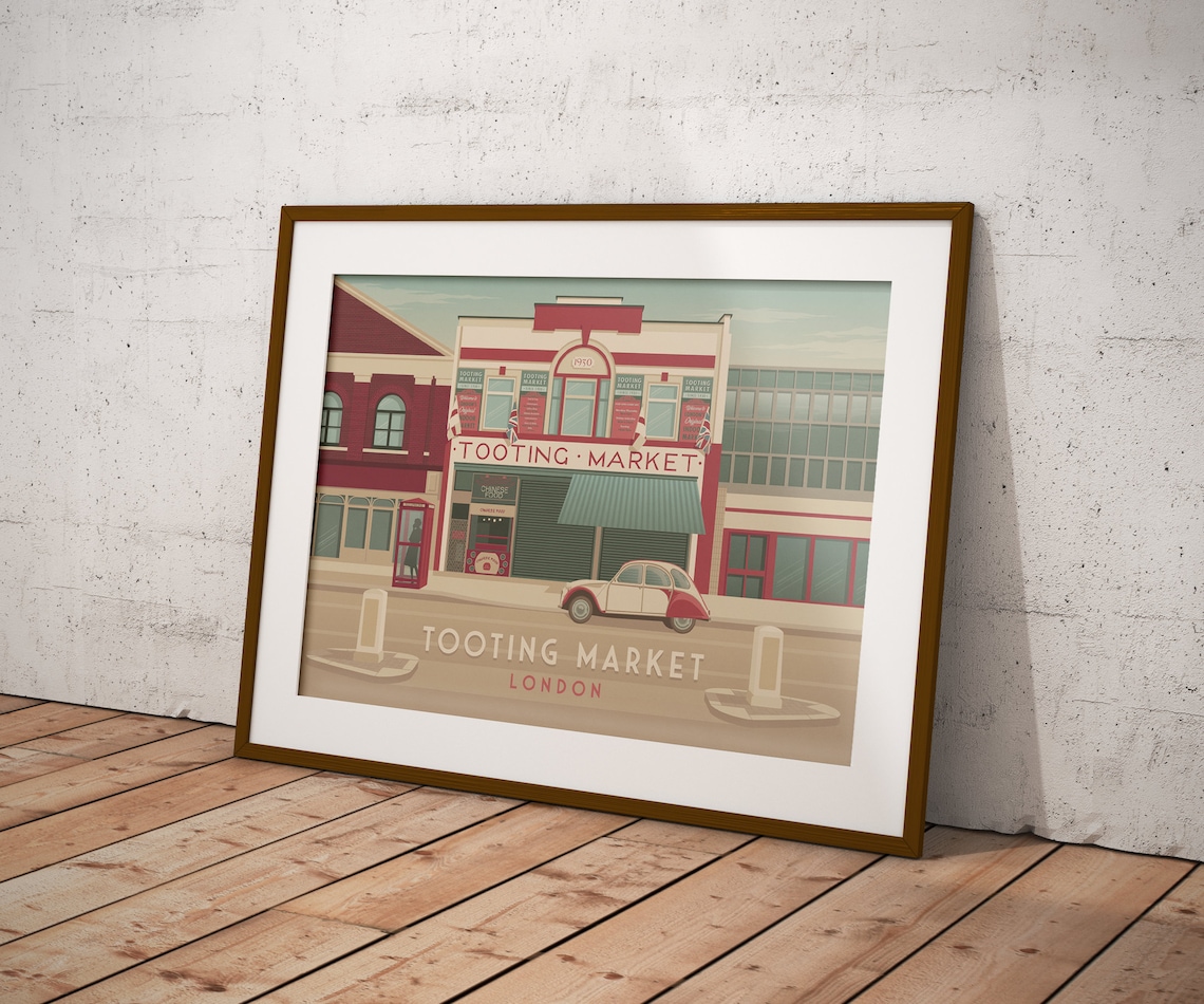 Tooting Market Vintage Travel Poster, South London - Image 3