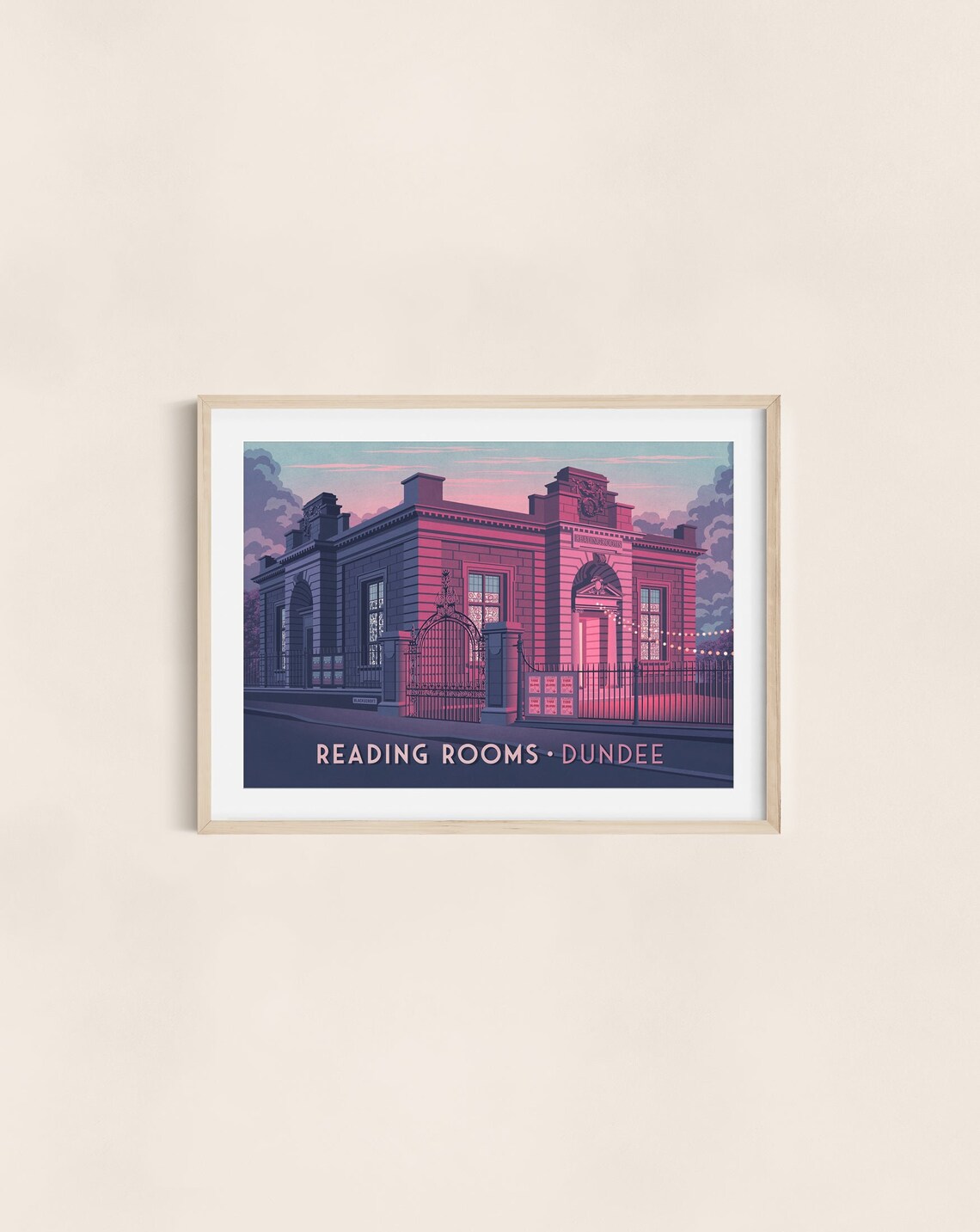 Reading Rooms Dundee Nightclub Neon Pink Evening Twilight Poster - Image 3