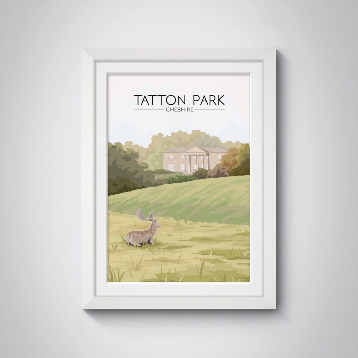 Tatton Park Cheshire Resting Deer And Tatton Hall English Travel Poster - Image 4