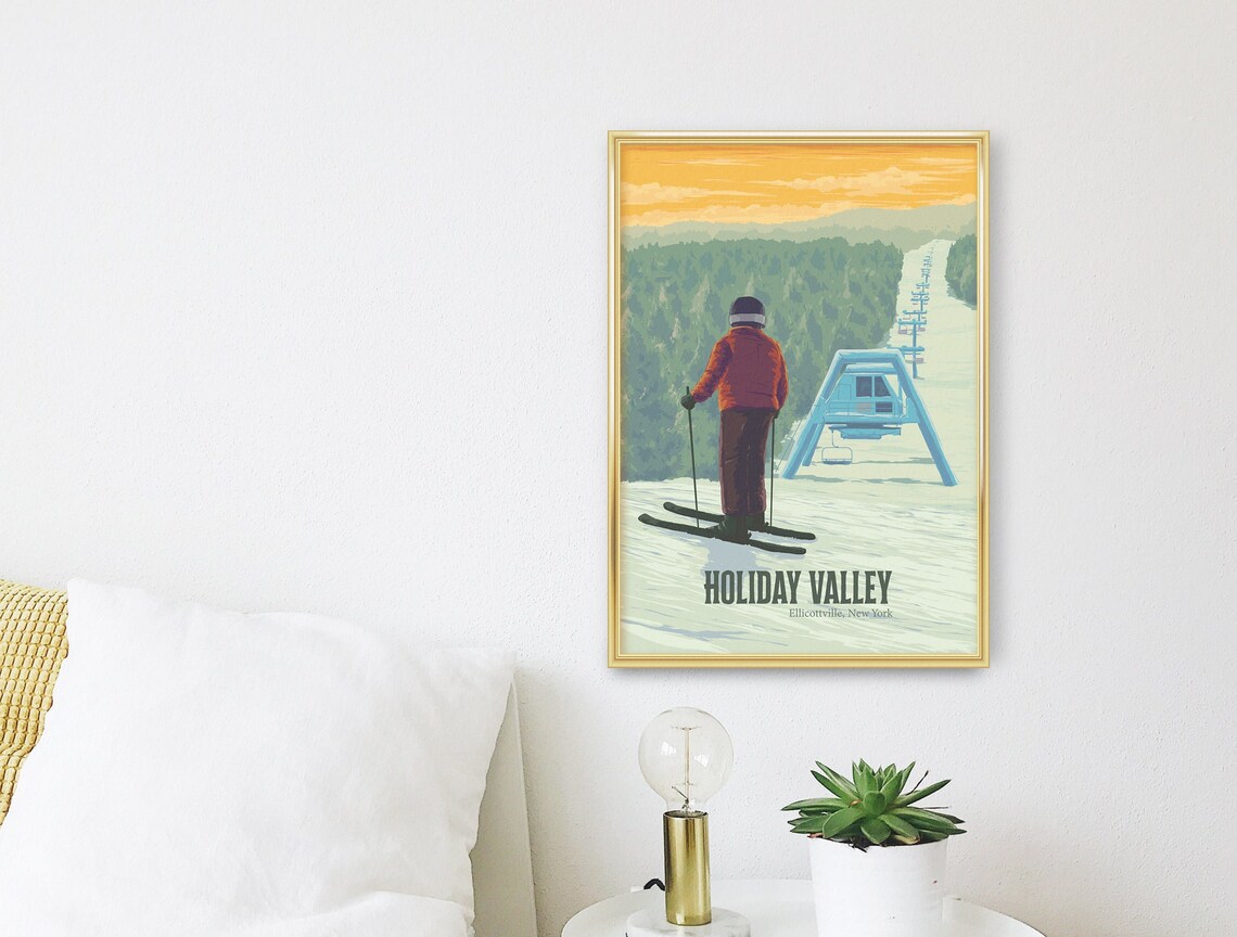 Holiday Valley Ellicottville New York Skier Vintage Ski Poster - Image 3