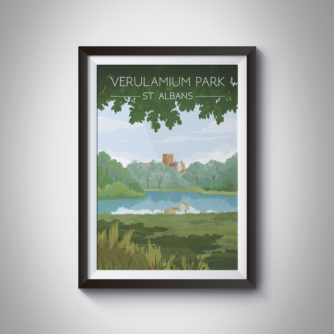 Verulamium Park St Albans Vintage Travel Poster