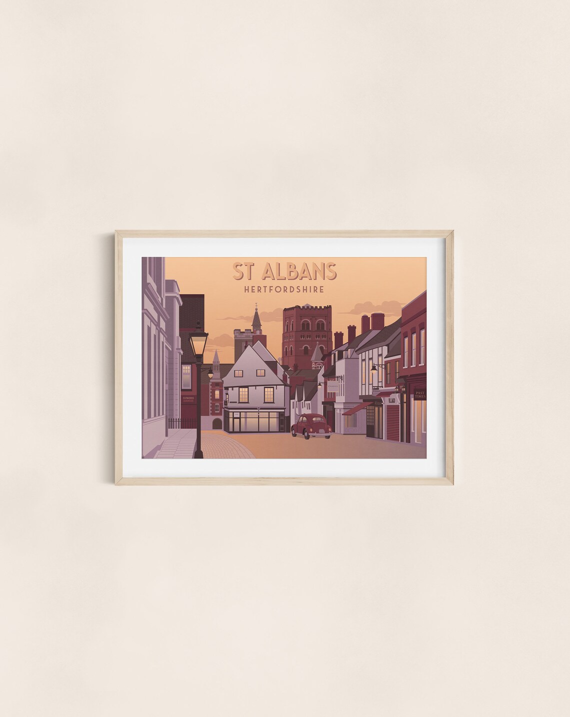 St Albans High Street Vintage Travel Poster, Hertfordshire - Image 3