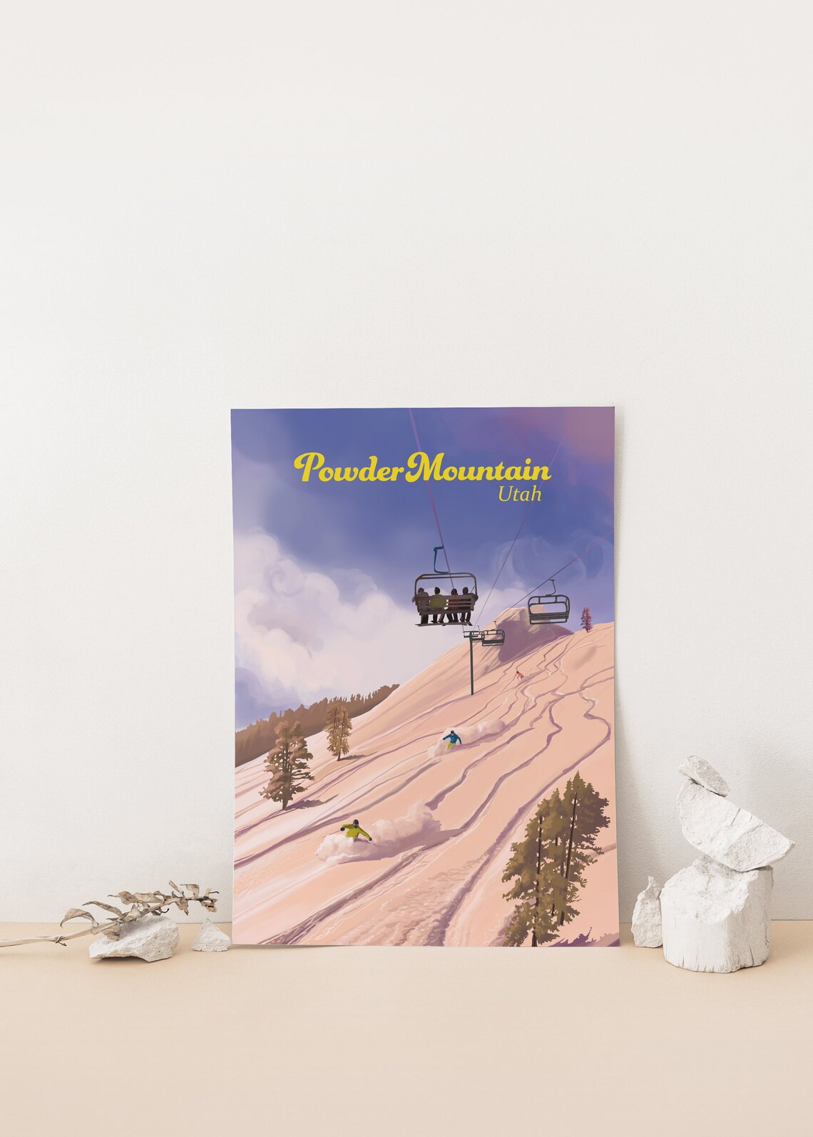 Powder Mountain Ski Resort Utah Vintage Travel Poster - Image 4