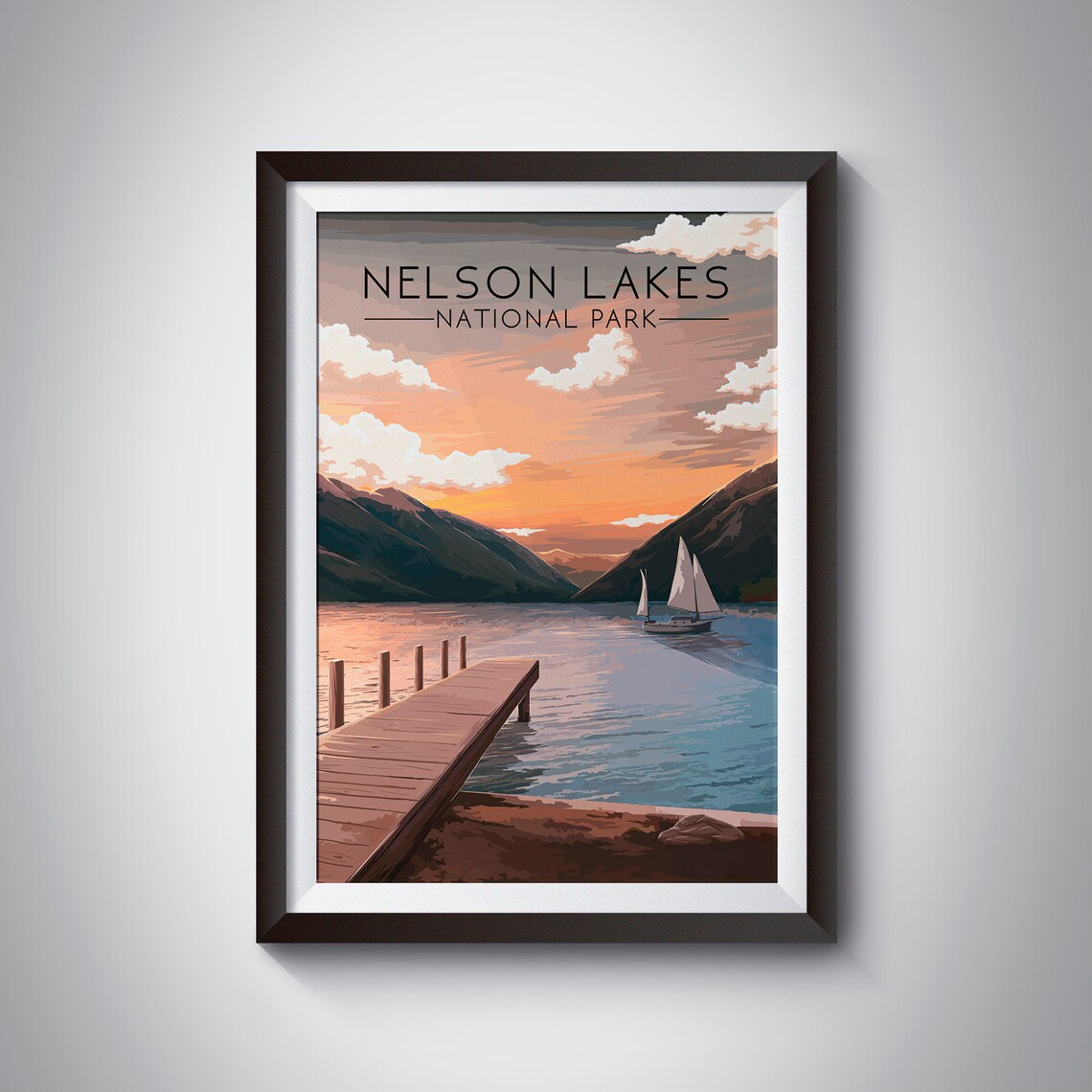 Nelson Lakes National Park Vintage Travel Poster